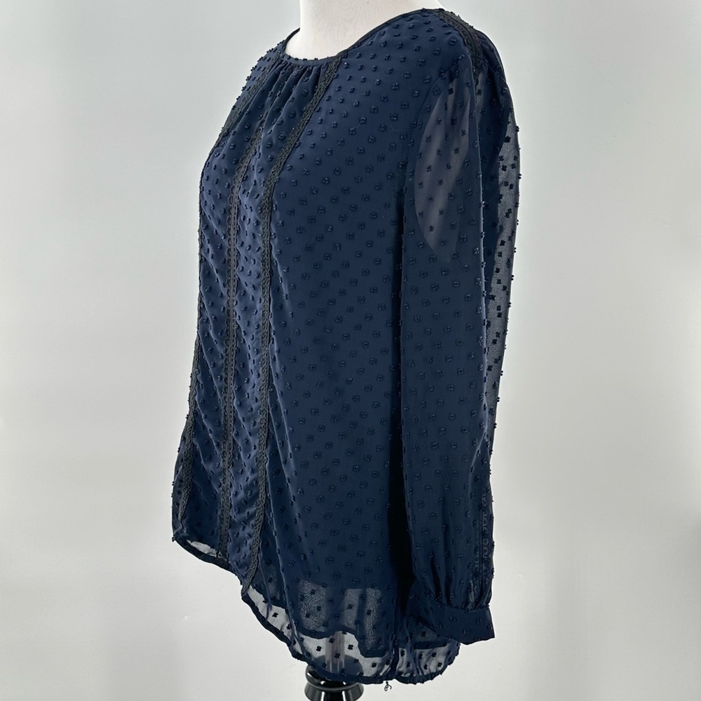 j crew outlet womens top size 6 navy blue swiss dot career - Picture 6 of 11